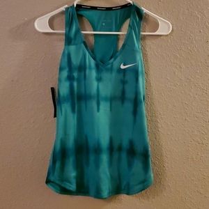 Nike tank top lite and dark green tie dye